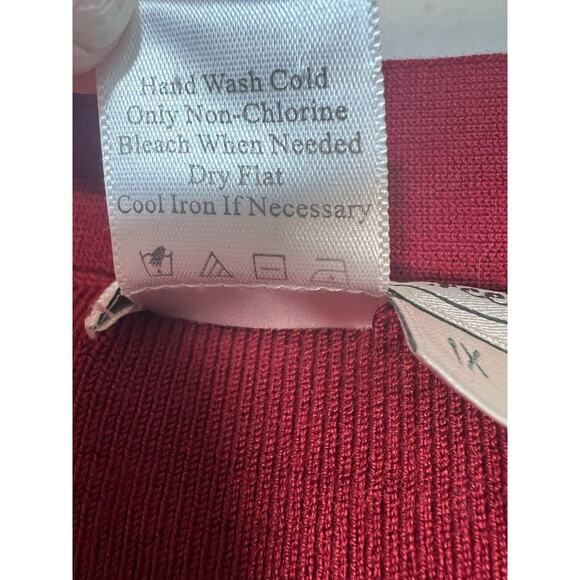 Coldwater Creek Rayon Blend Sweater Scarf Beaded Tassels Size 1X Red career - Picture 3 of 10